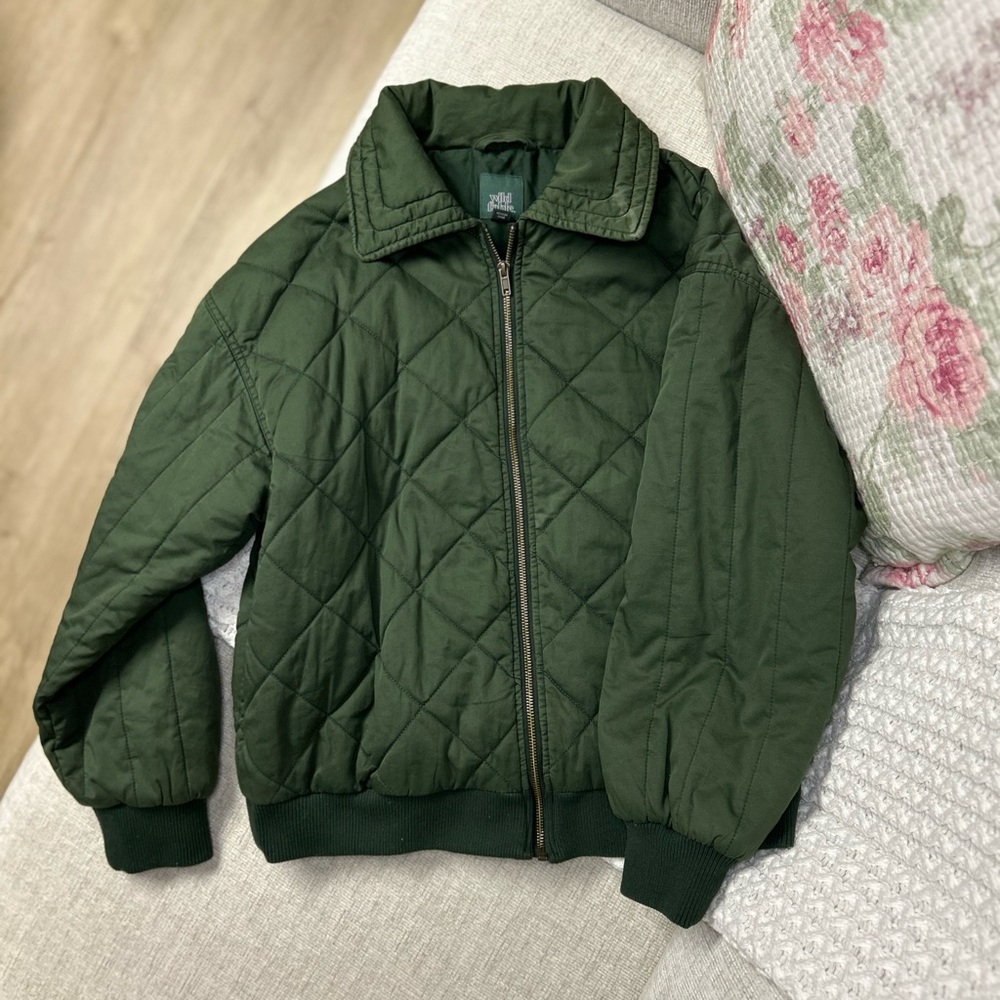 Quilted Green Bomber Jacket